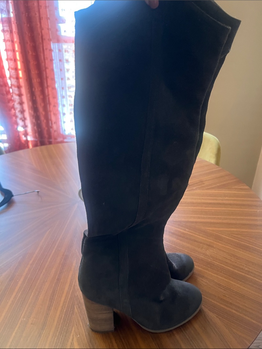 Steve Madden Black Suede Knee-High Block Heel Boots